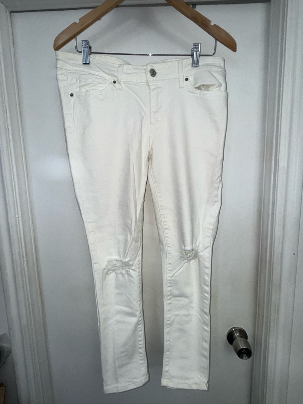 Levi's 711 Skinny Jeans Womens 29 White Mid Rise Denim Stretch Pants